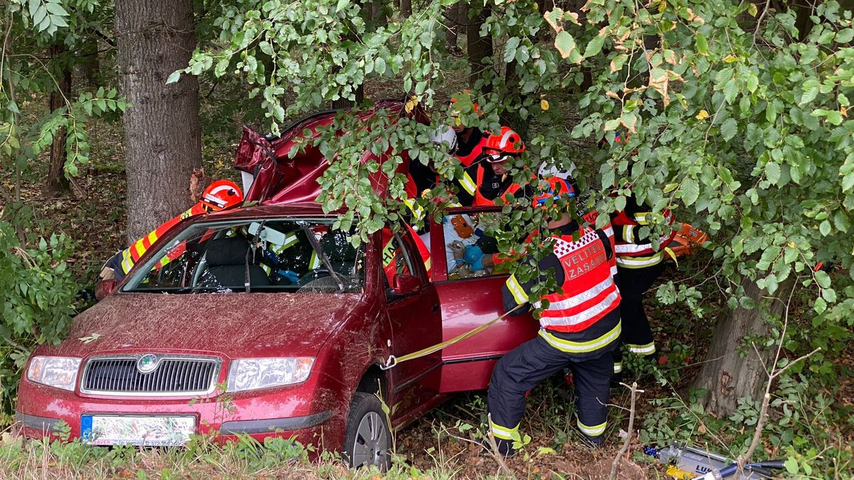 Řidička na Zlínsku narazila autem do stromu, tři zranění